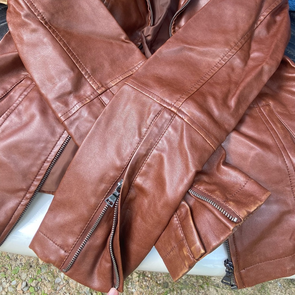Brown Leather Jacket Express Medium - image 2